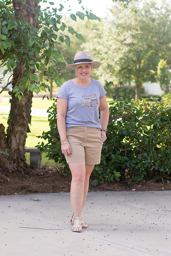 summer outfit, hat outfit, summer fashion, fashion outfit, khaki shorts