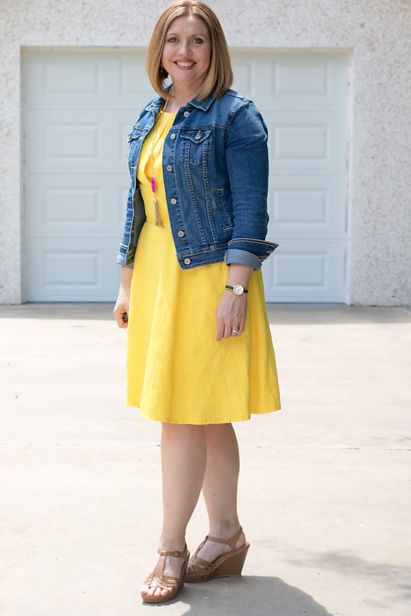 denim jacket for spring outfit with dress