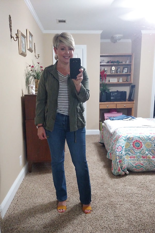 fall outfit with utility jacket