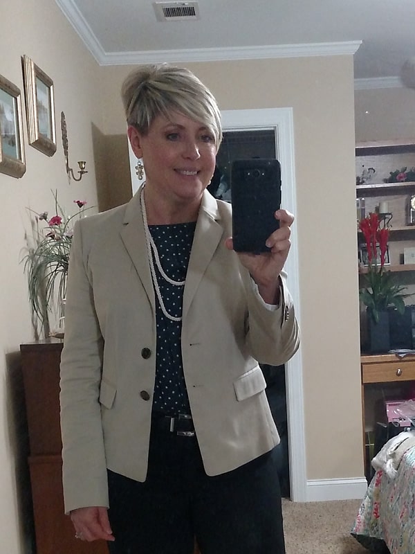 save money on clothing by shopping second hand. Ann Taylor blazer via Thred Up. 