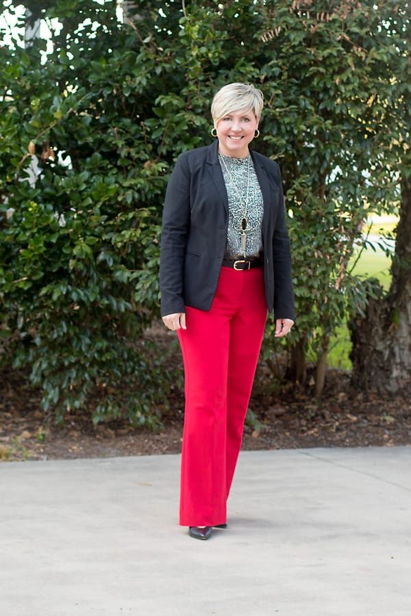 red trousers statement piece for work