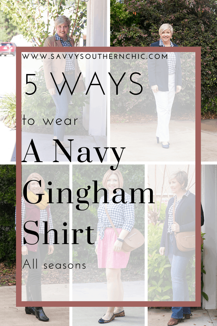5 ways to wear a navy gingham shirt