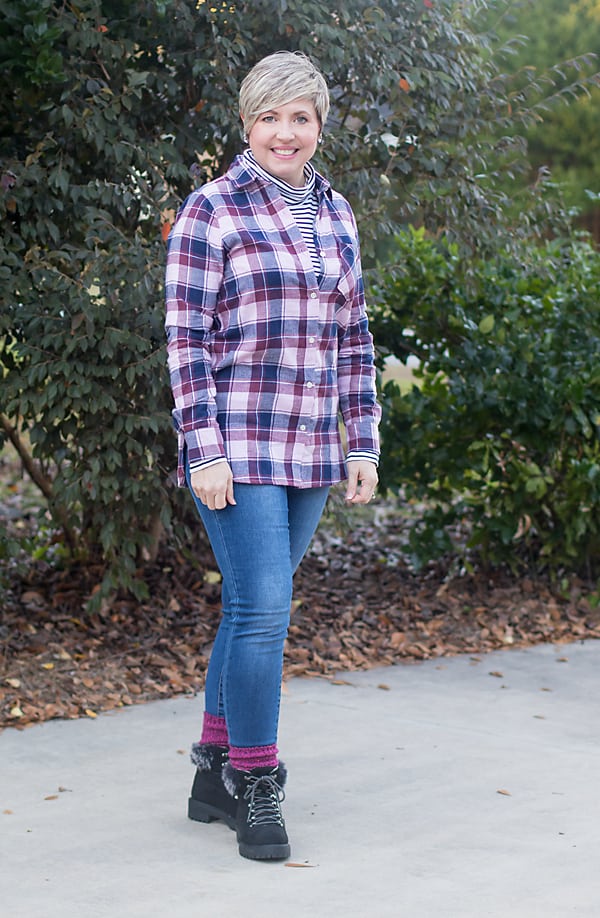 plaid tunic top shirts to wear with leggings, winter leggings outfit