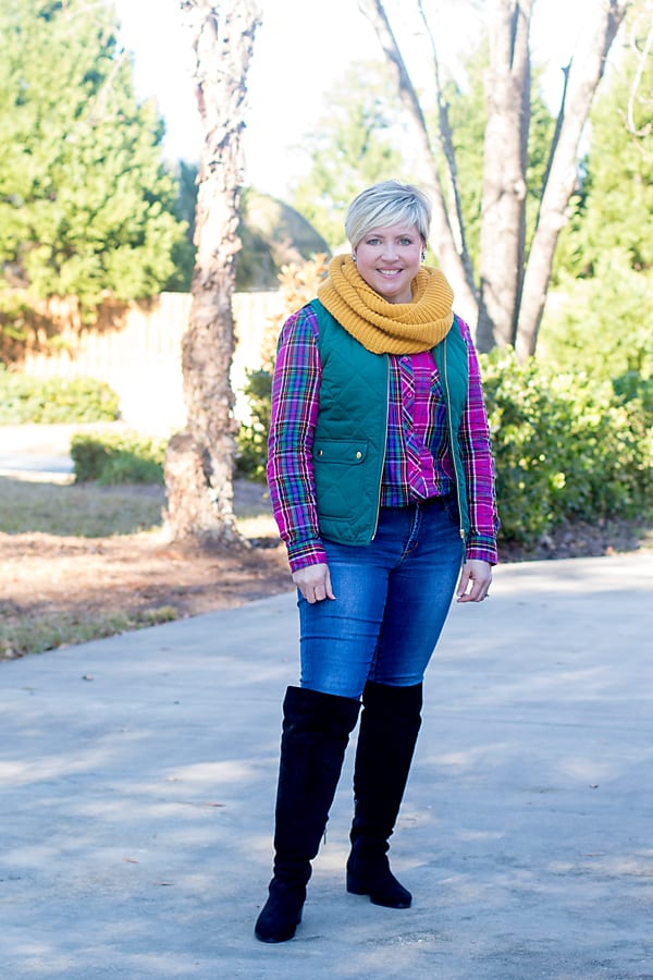 break out of a winter style rut with bright colors and layers