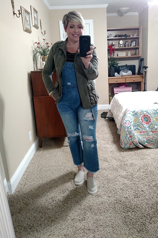 overalls with utility jacket