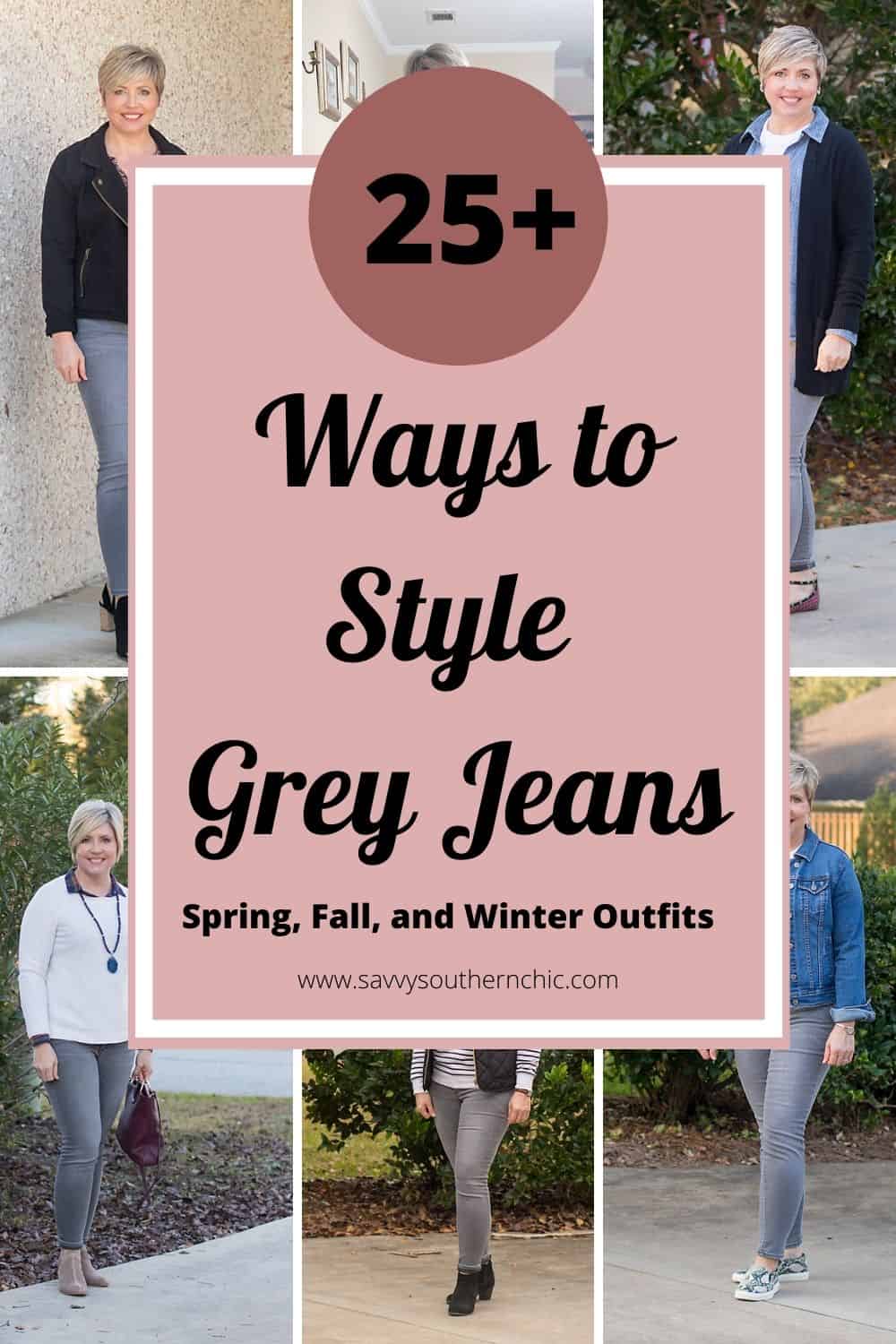 how to wear grey jeans