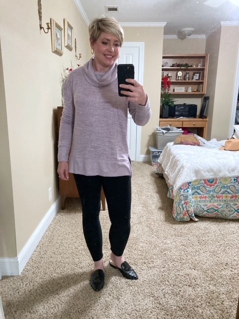 cowl neck top to wear with leggings