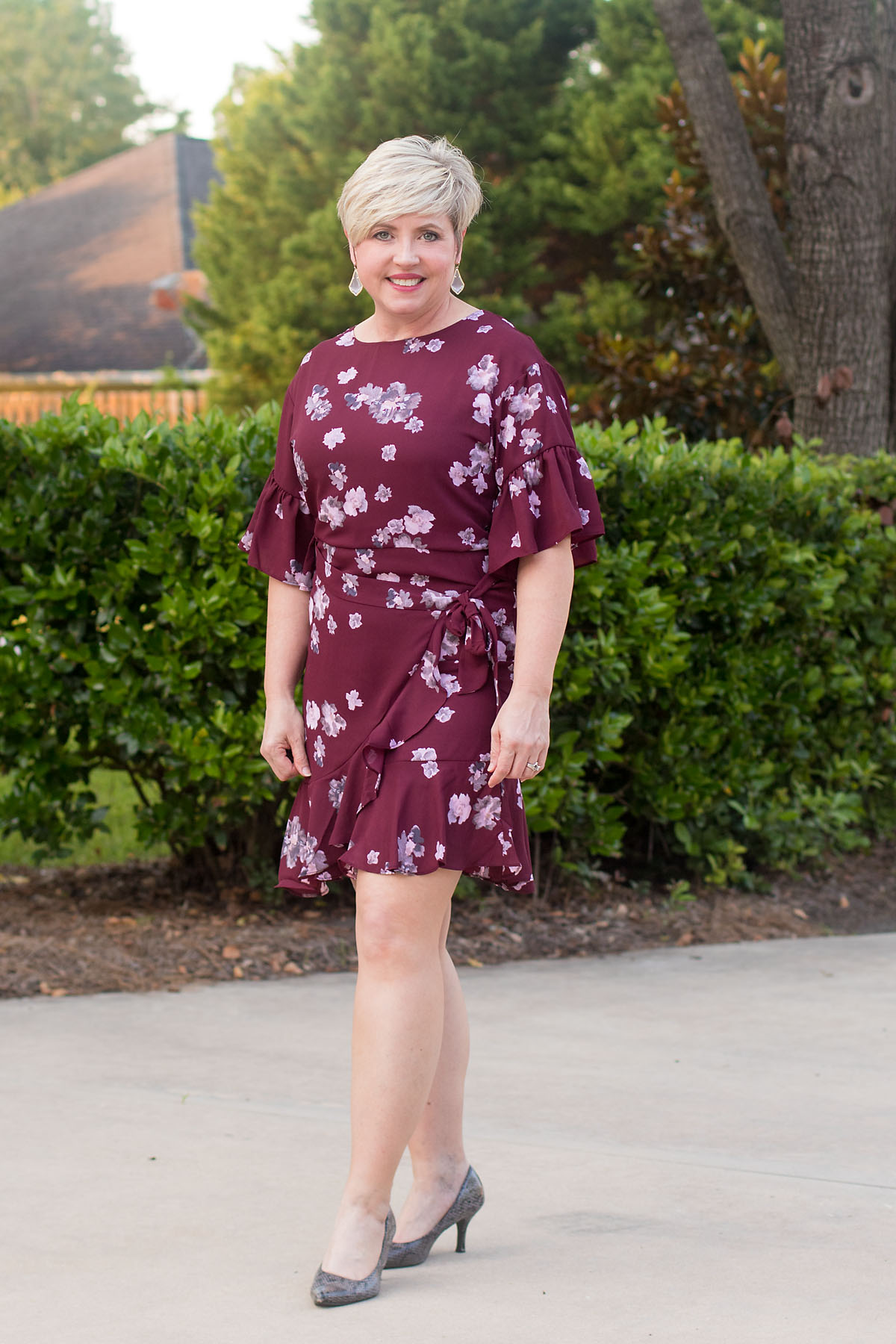 fall floral dress for fall wedding guest