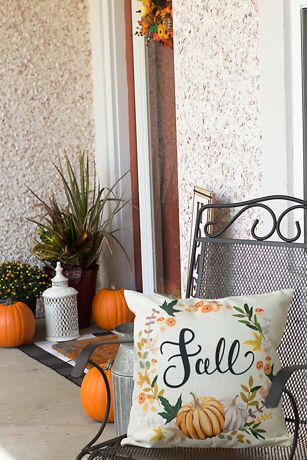 outdoor fall plants and pillows