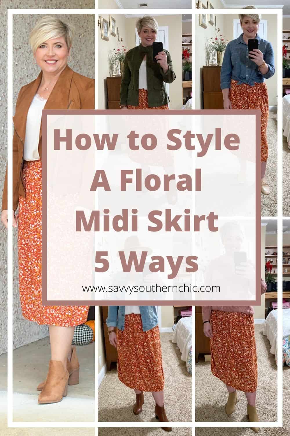 How to Style a Floral Old Navy Midi Skirt 5 Ways
