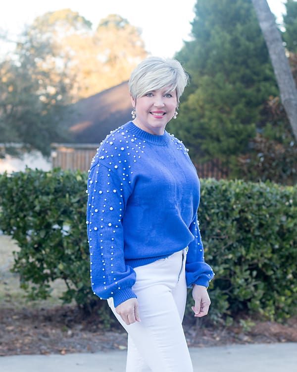 pearl embellished sleeves