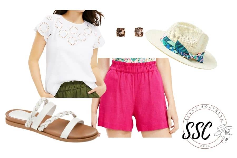 easy pull on shorts outfit what to wear to the lake