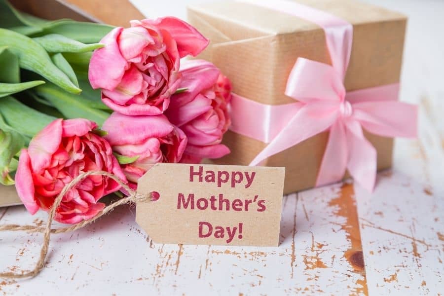 Happy Mother's Day image of flowers and present