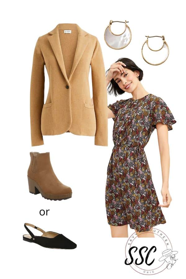 teacher outfits with dress and boots