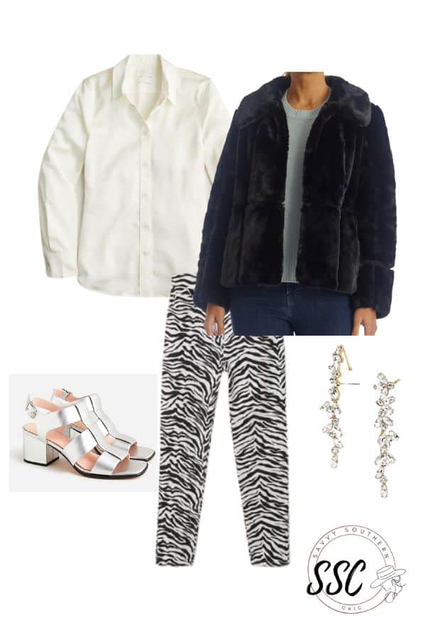 glam style outfit faux fur