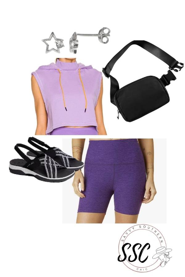 crop top and biker shorts cute athleisure outfit ideas