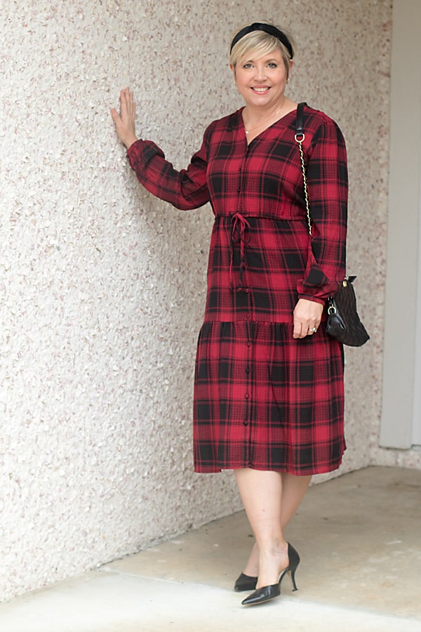 red plaid dress holiday dress over 40